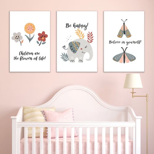 1041 Wall art decoration (set of 3 pieces) Children are the flowers of life