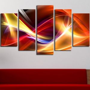 0280 Abstract wall art decoration (set of 5 pieces) Color waves