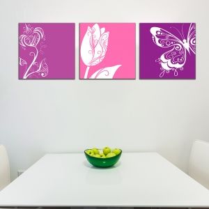 0283_2 Wall art decoration (set of 3 pieces) Florals