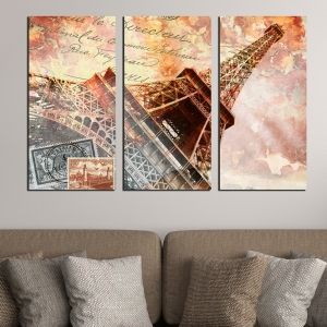 0396 Wall art decoration (set of 3 pieces) Paris vintage