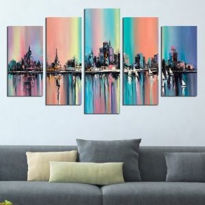 0404 Wall art decoration (set of 5 pieces) Modern city