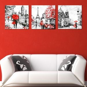 0420 Wall art decoration (set of 3 pieces) London - Paris - Berlin