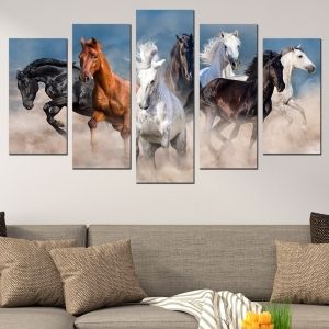 0617 Wall art decoration (set of 5 pieces) Wild horses