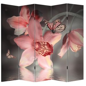 P0612 Decorative Screen Room divider Orchids and butterflies (3,4,5 or 6 panels)