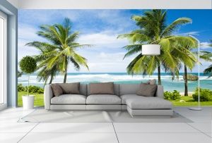 T0661 Wallpaper Beautiful beach with palms