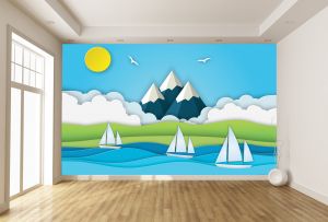 T9120 3D Wallpaper Sailboats in the sea