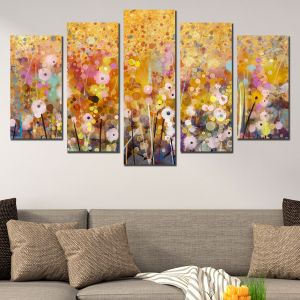 0822 Wall art decoration (set of 5 pieces) Abstract flowers