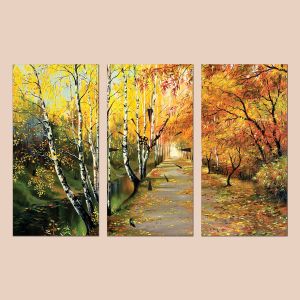 C0016 _3 Clock with print 3 pieces Autumn path