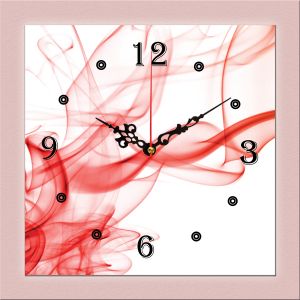 C0267_1 Стенен часовник с принт Абстракция в бяло и червено