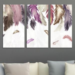 9055 Wall art decoration (set of 3 pieces) Feathers