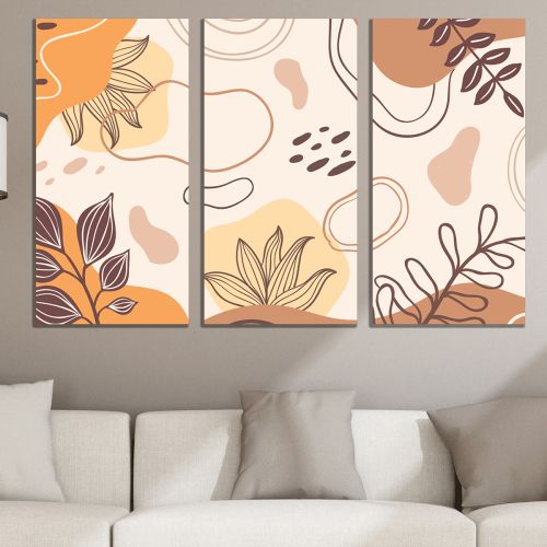 0889 Wall art decoration (set of 3 pieces) Floral motifs