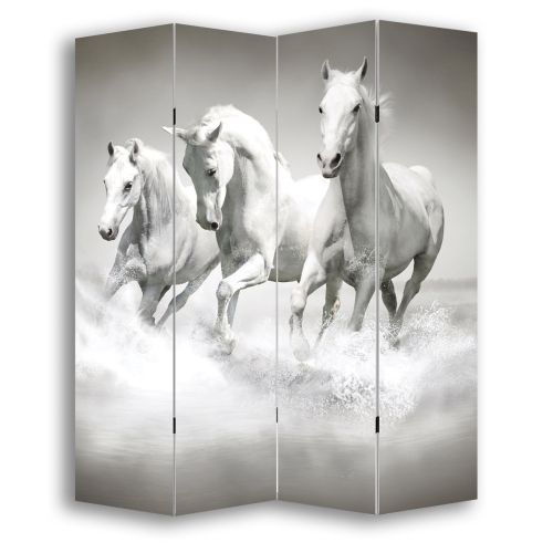 P0169 Decorative Screen Room divider White horses (3,4,5 or 6 panels)