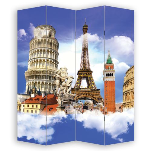 P0367 Decorative Screen Room devider European symbols (3,4,5 or 6 panels)