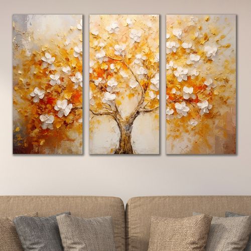 0929 Wall art decoration (set of 3 pieces) Blooming tree