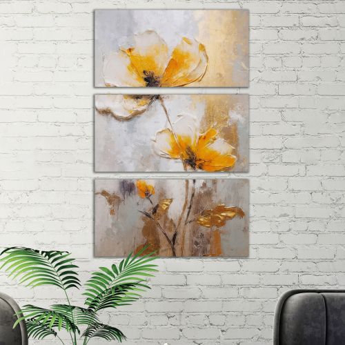 0768 Wall art decoration (set of 3 pieces) Flowers