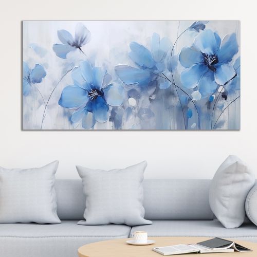 0966_1 Wall art decoration Blue flowers