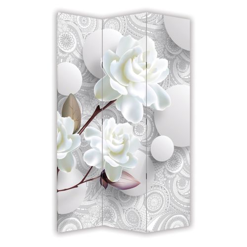 P9156 Decorative Screen Room divider 3D Flowers and spheres (3, 4, 5 or 6 panels)