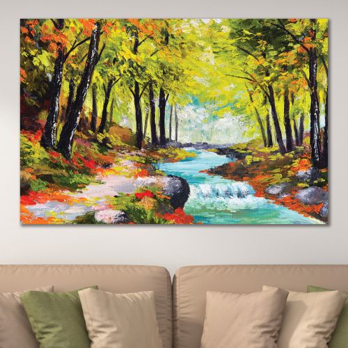 0980 Wall art decoration Colorful forest landscape with river