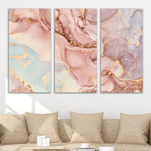 0988 Wall art decoration (set of 3 pieces) Abstraction with flowing colors