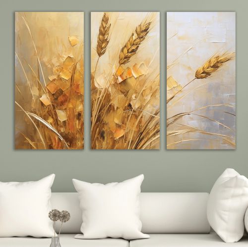 1009 Wall art decoration (set of 3 pieces) Abstract Grain ears