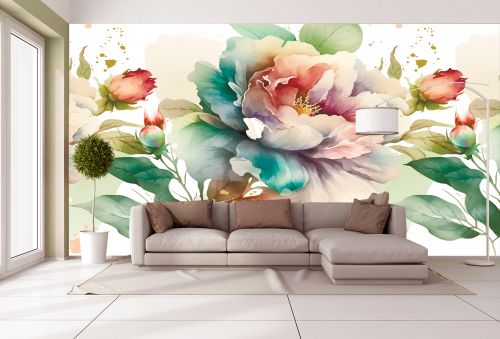 T1011 Wallpaper Roses in pasel colors