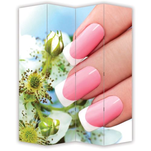 P7010 Decorative Screen Room divider French manicure and white flowers (3,4,5 or 6 panels)
