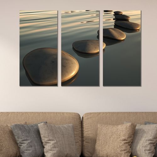 canvas wall art set step stones in the sea