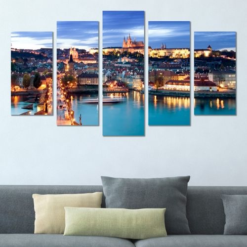 Canvas wall art Prague night