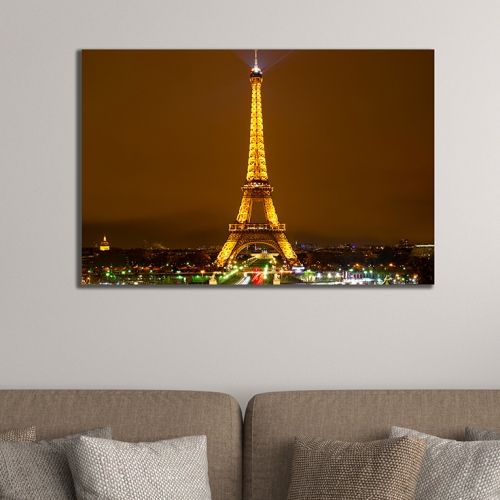 Wall art decoration cityscape Paris at night