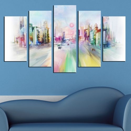 Canvas wall art abstract colorful city