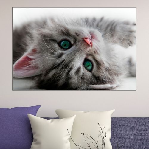 Wall art decoration sweet cat in grey