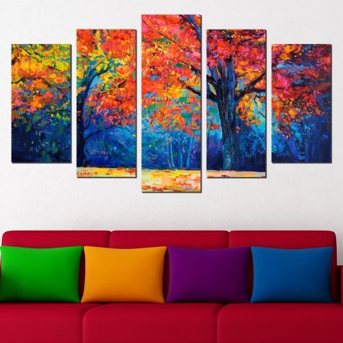 Canvas art set for decoration colorful landscape