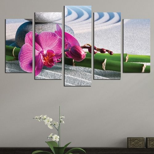 Canvas art set zen composition grey green purple