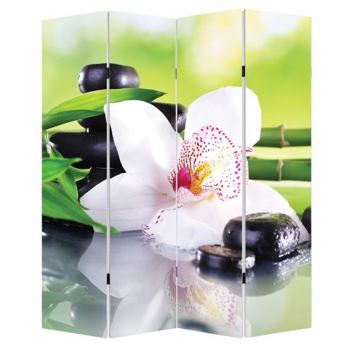 P0162 Room devider (screen) White orchid with reflection (3,4,5 or 6 panels)