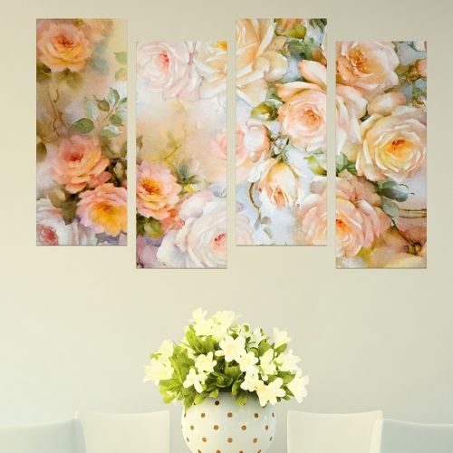 canvas wall art with vintage flowers for living room roses