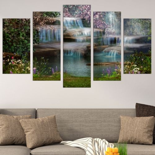 Modern canvas art waterfalls