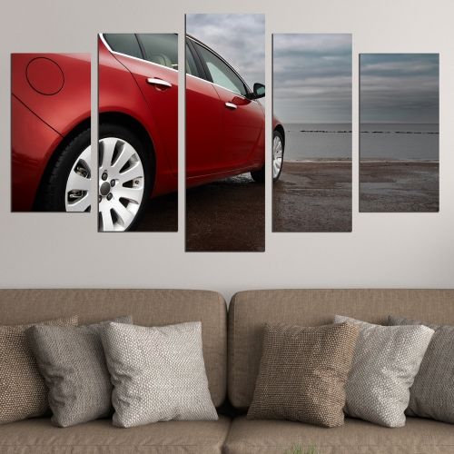 Canvas art set for decoration nice sport red car