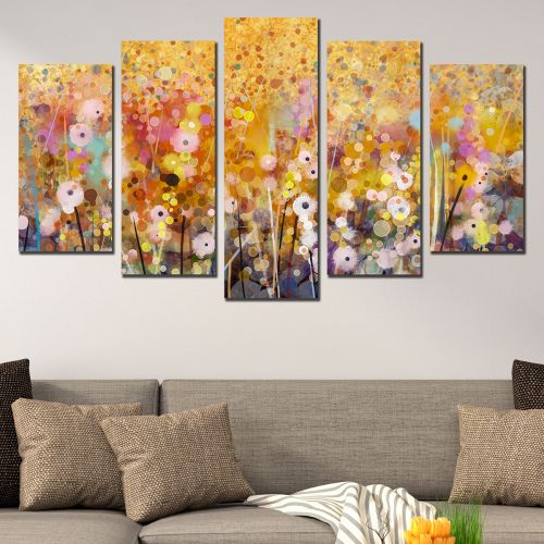 0822 Wall art decoration (set of 5 pieces) Abstract flowers