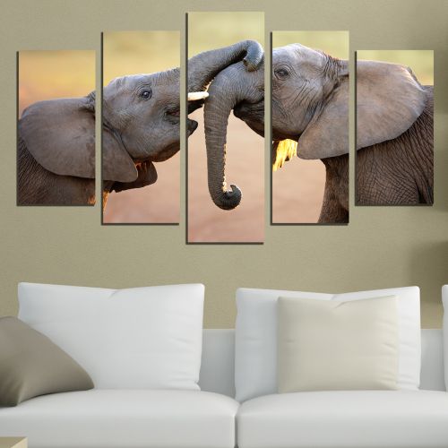 0824 Wall art decoration (set of 5 pieces) Elephant