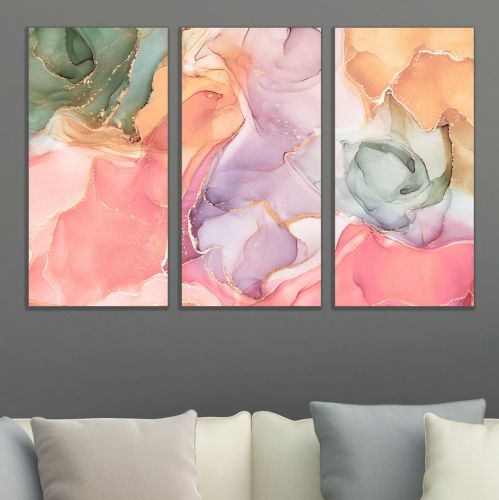 0853 Wall art decoration (set of 3 pieces) Abstraction in pastel colors