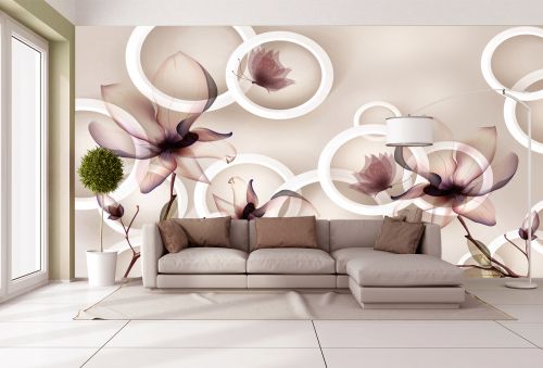 T9155 Wallpaper 3D Flowers and circles