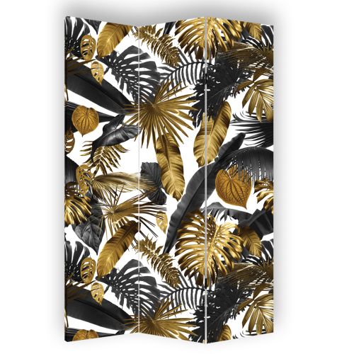 P0895 Decorative Screen Room divider Tropical leaves  in black and gold (3,4,5 or 6 panels)