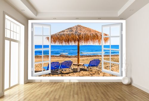 T9225 Wallpaper Window to beach with umbrella 