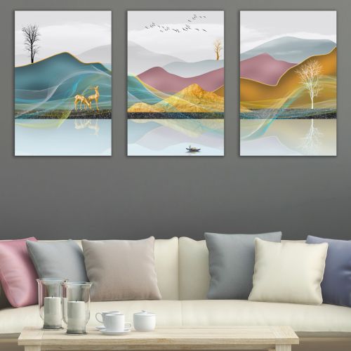 0941 Wall art decoration (set of 3 pieces) Abstract landscape