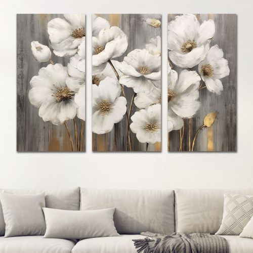 0975 Wall art decoration (set of 3 pieces) Flowers art