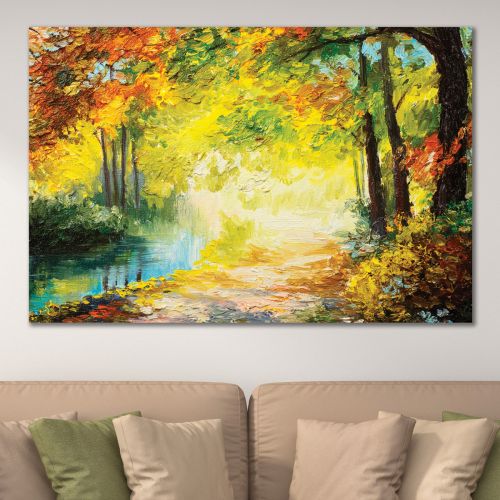 0981 Wall art decoration Colorful forest landscape with river