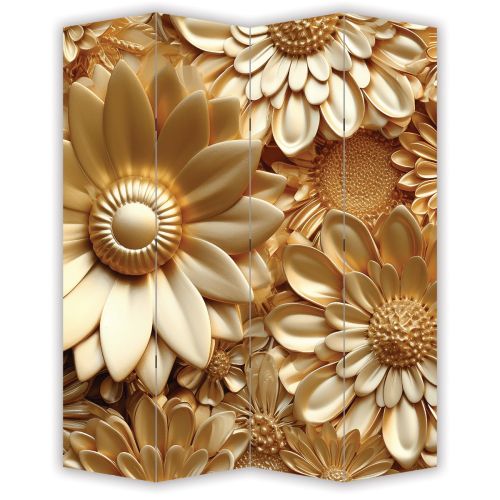 P9234 Decorative Screen Room divider 3D Golden Flowers (3, 4, 5 or 6 panels)