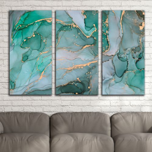 0987 Wall art decoration (set of 3 pieces) Abstraction with flowing colors