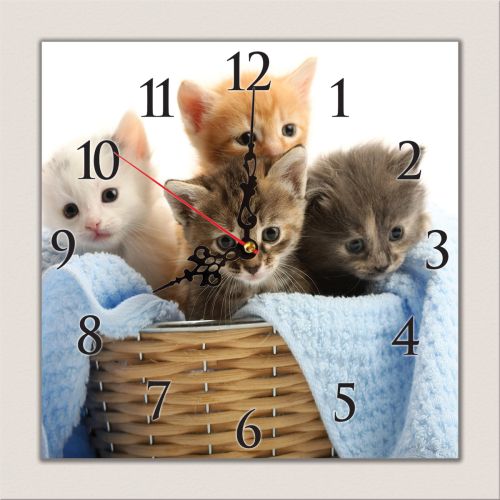 C0425_1 Clock with print Cute kittens