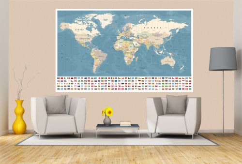 T9273 Wallpaper World map with countries and flags